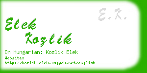 elek kozlik business card